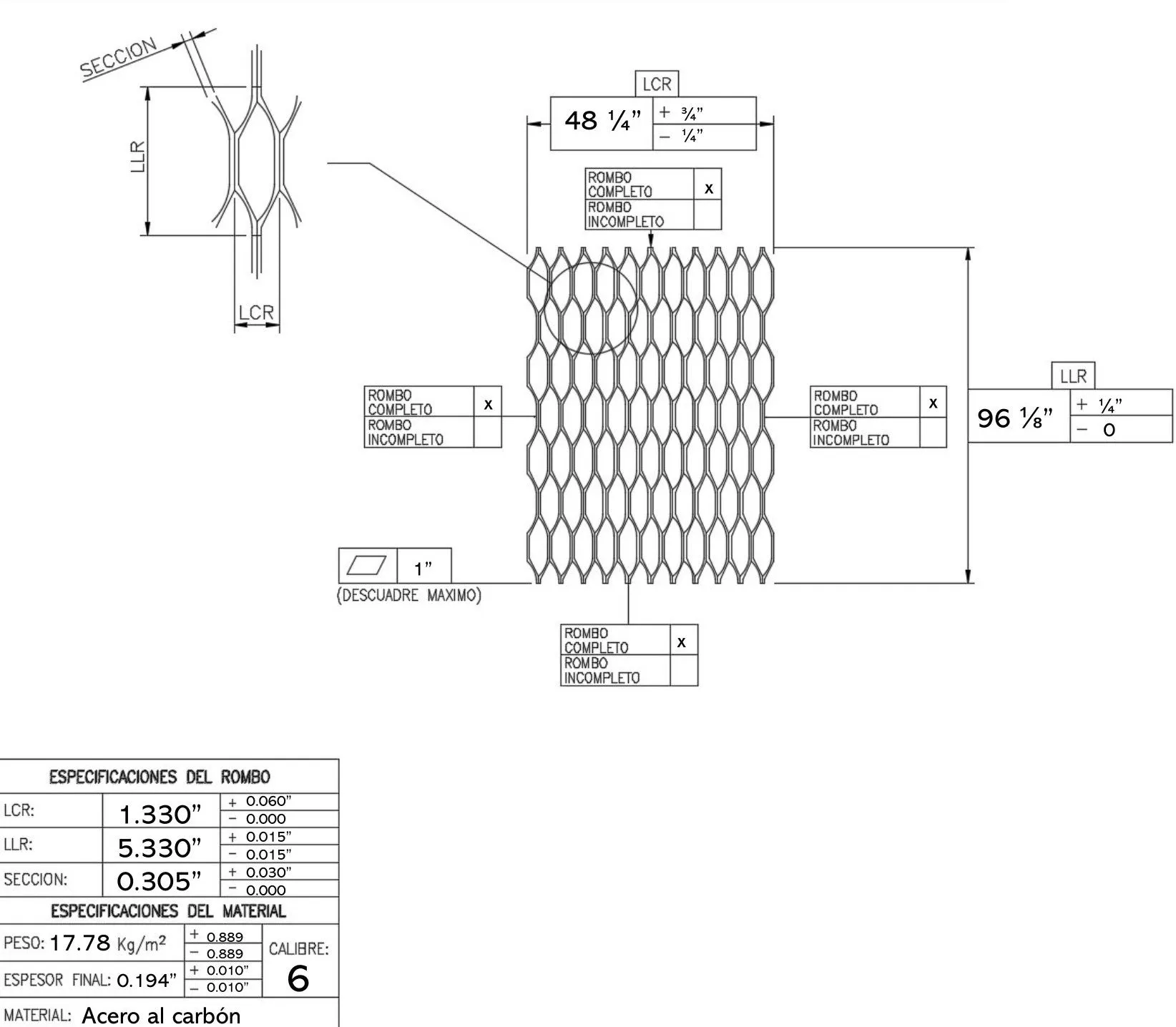 Black Steel Expanded Grating 31006