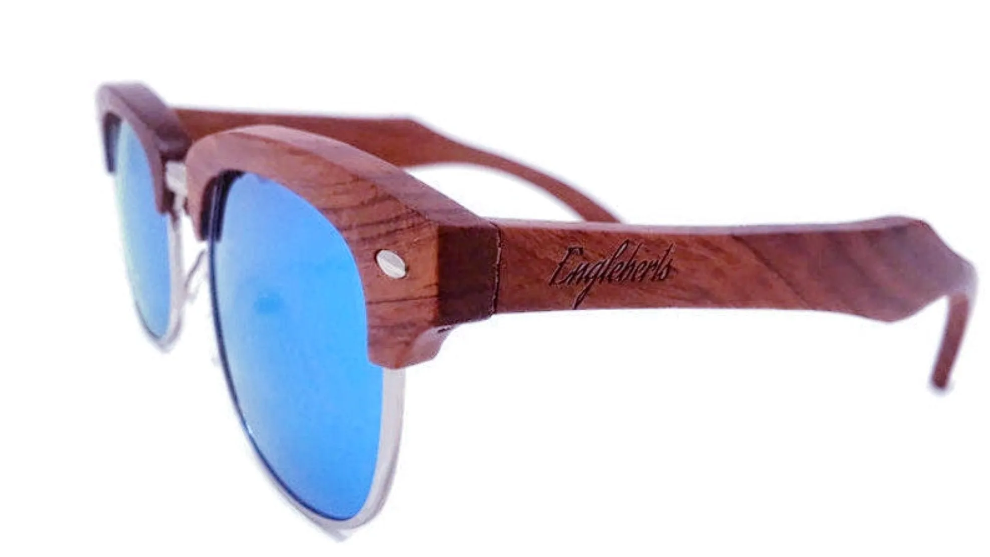 Brazilian Pear Wood Sunglasses with Ice Blue Polarized Lenses