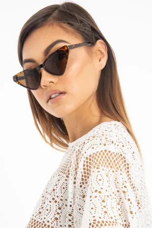 Brown Leopard Triangle Slim Cat Eye Sunglasses - Zeina