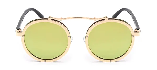 Classy Men Gold Retro Round Sunglasses