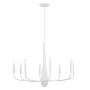 Deela 36" 8-Light Chandelier 1-Tier, White Finish