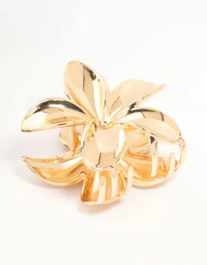 Gold Frangipani Hair Claw Clip