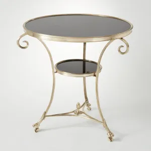 Gueridon Table - Brass/ Black Granite