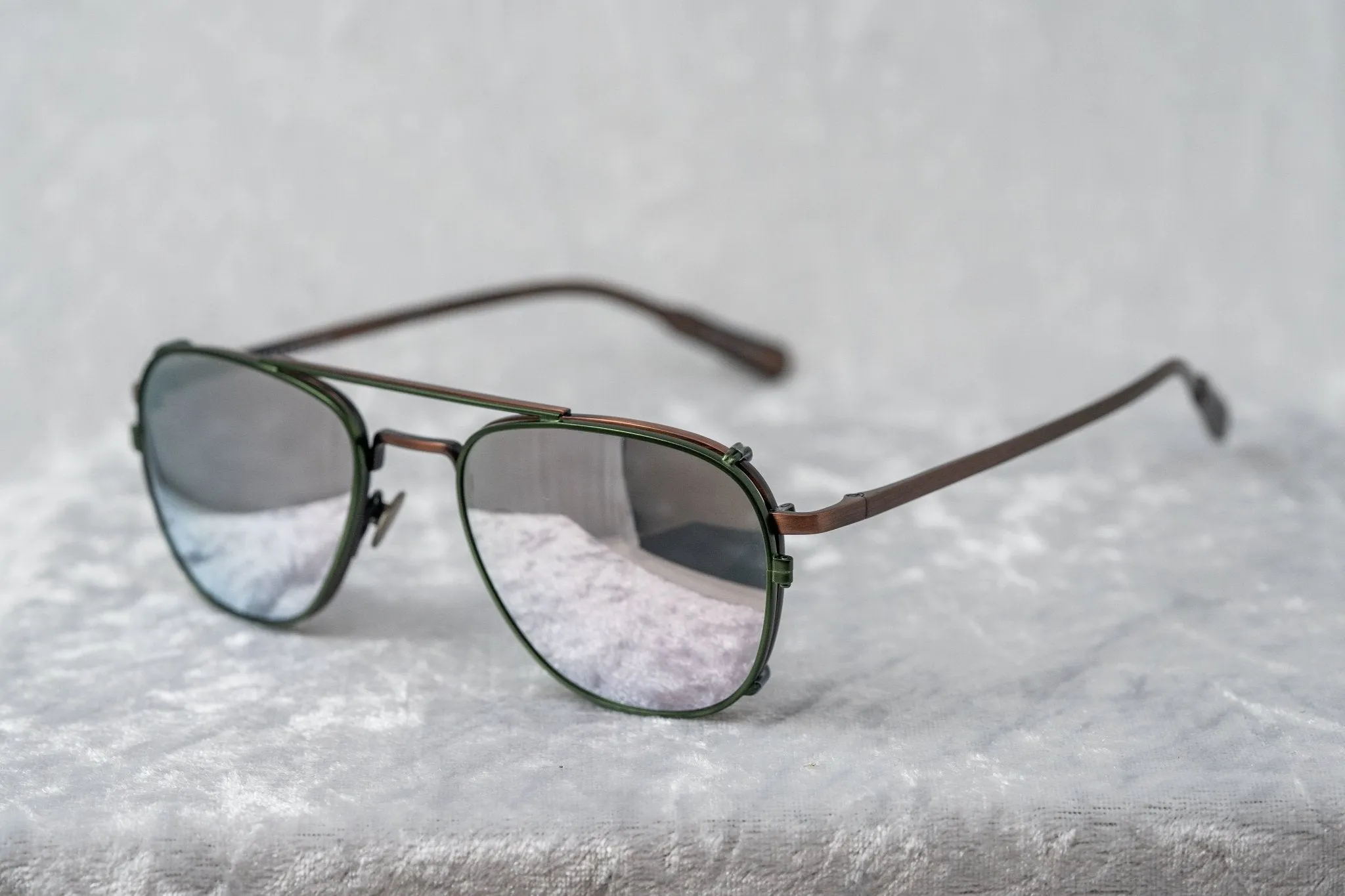 Kris Van Assche Sunglasses Rectangular Matte Bronze and Green