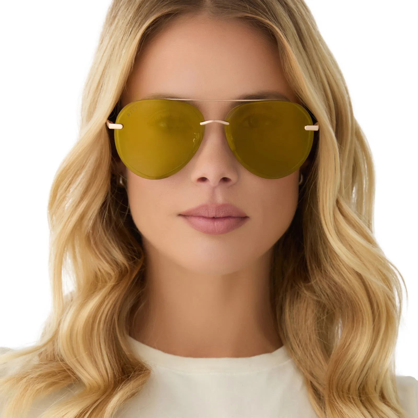 LENOX - BRUSHED GOLD   MOSS MIRROR   POLARIZED SUNGLASSES