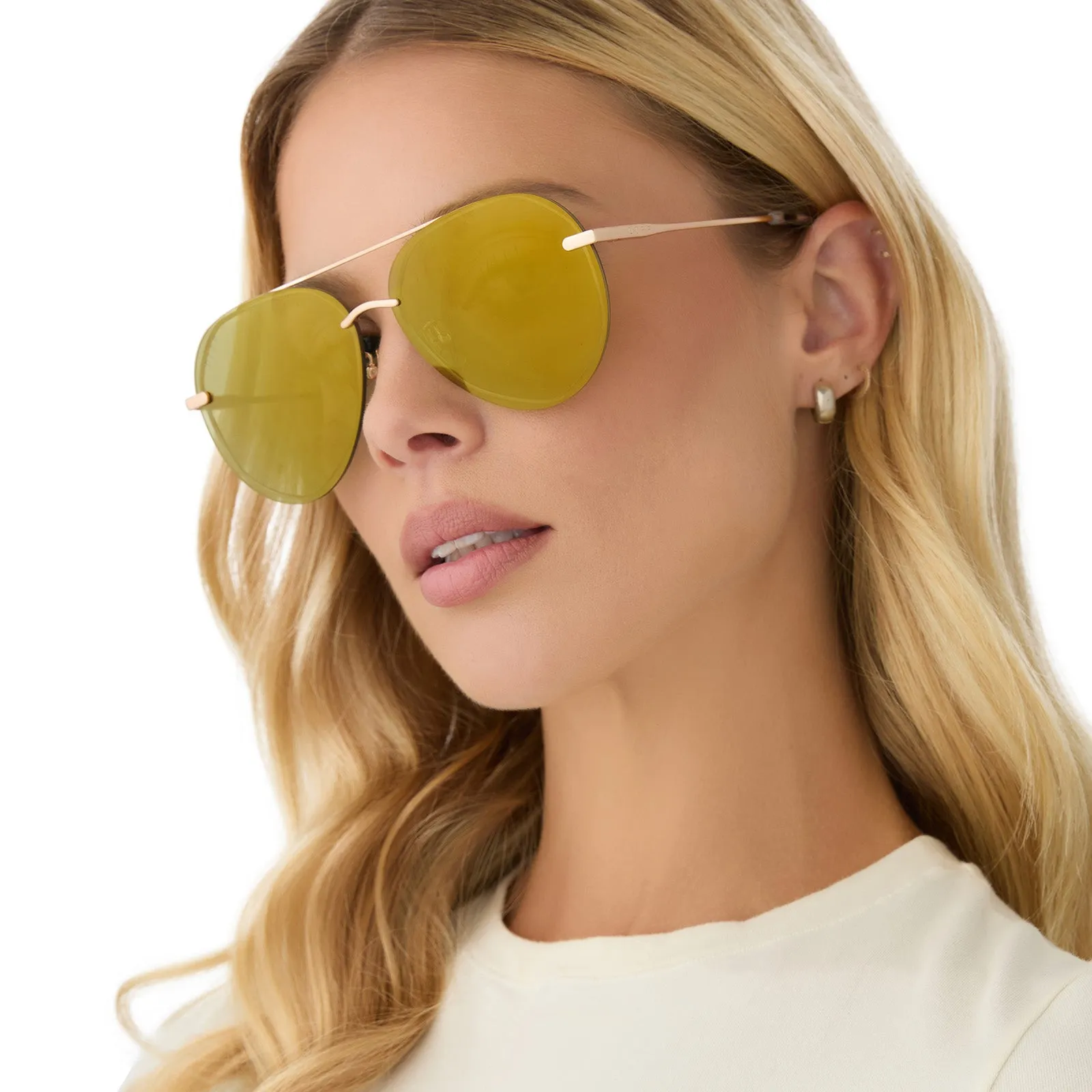 LENOX - BRUSHED GOLD   MOSS MIRROR   POLARIZED SUNGLASSES