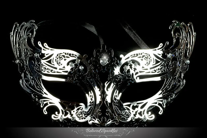 Liana Silver Metal Lace Masquerade Mask | Metal