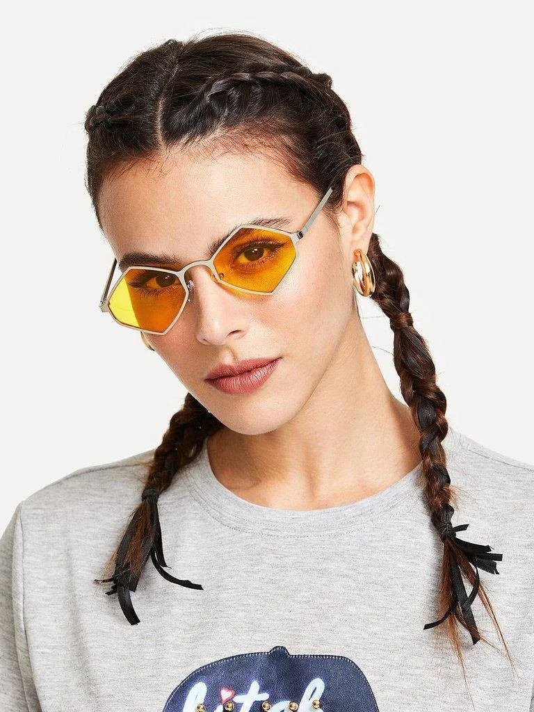 Metal Frame Tinted Lens Sunglasses