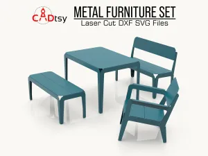 Metal Table, Benches & Stool Bundle DXF/SVG CNC Laser/Plasma Cutting Files