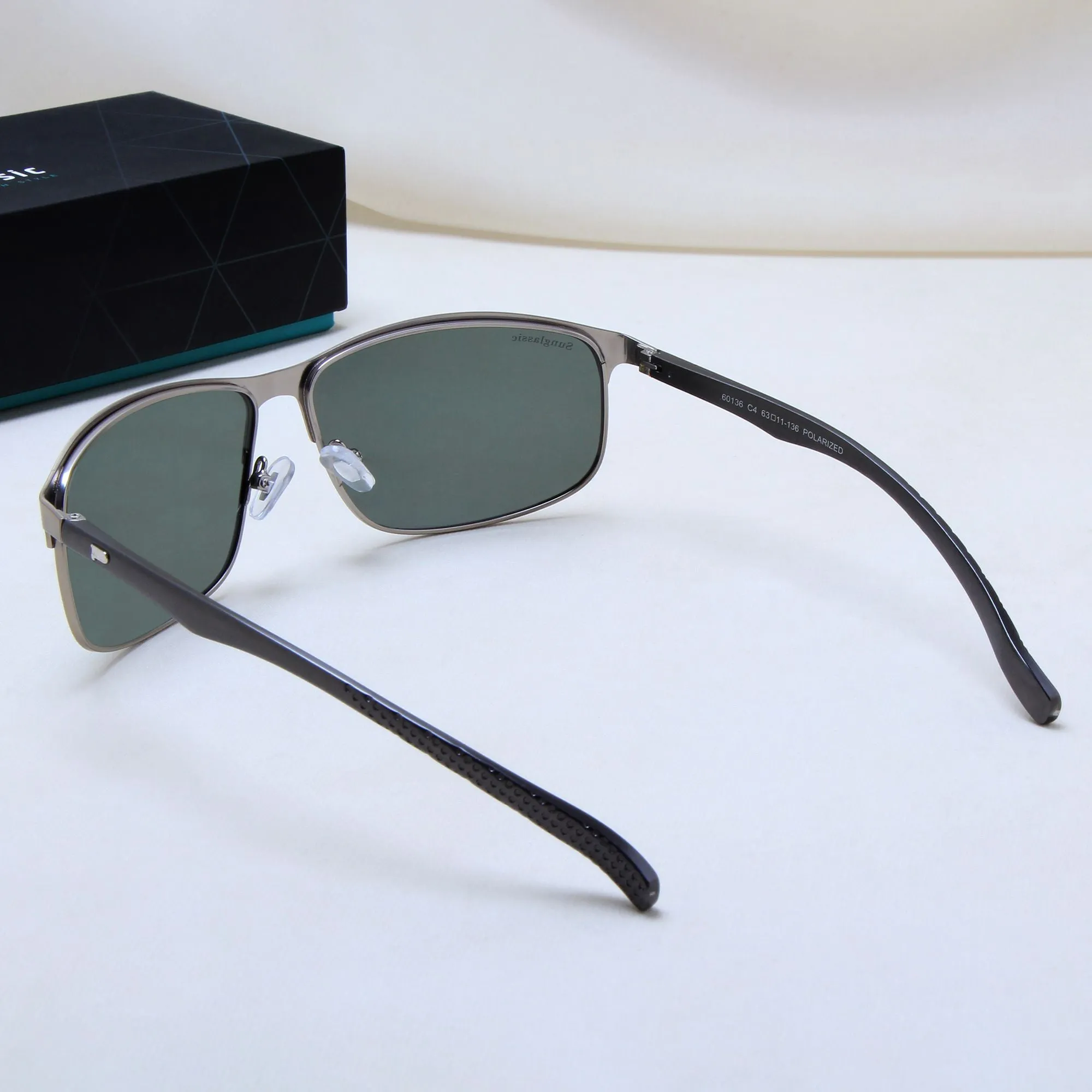 Stylish Radiant Rectangle Sunglasses with Polarized Gray Green Lenses