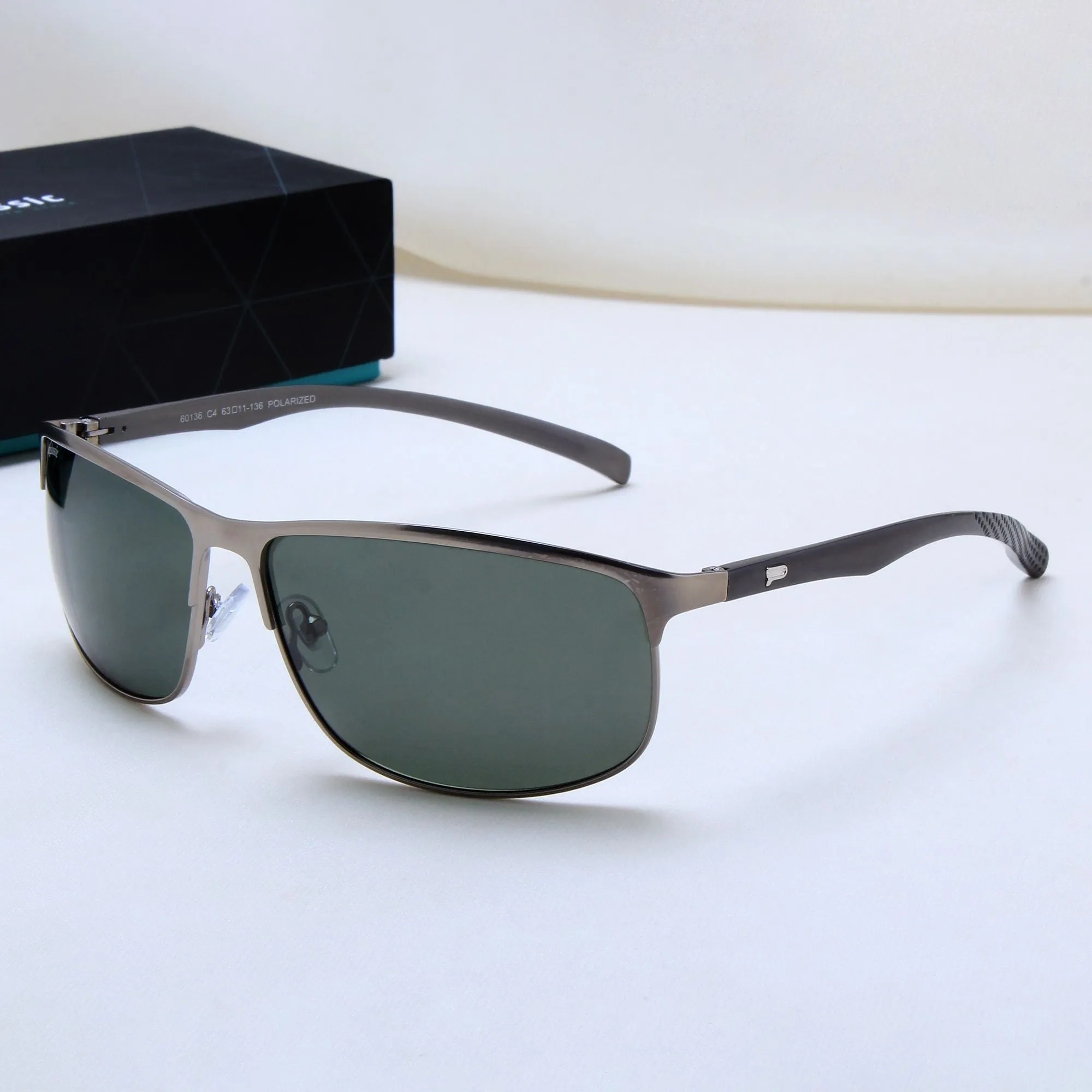 Stylish Radiant Rectangle Sunglasses with Polarized Gray Green Lenses