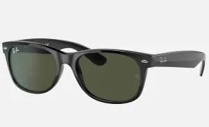 RAY-BAN New Wayfarer Classic Sunglasses - Matte Black - Crystal Green Lens