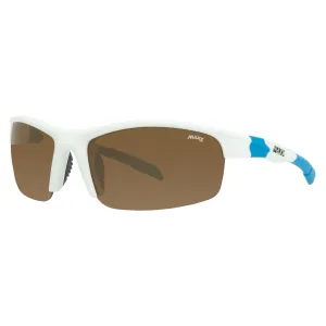 Switchback Brown Polarized Sunglasses - White & Blue Accents