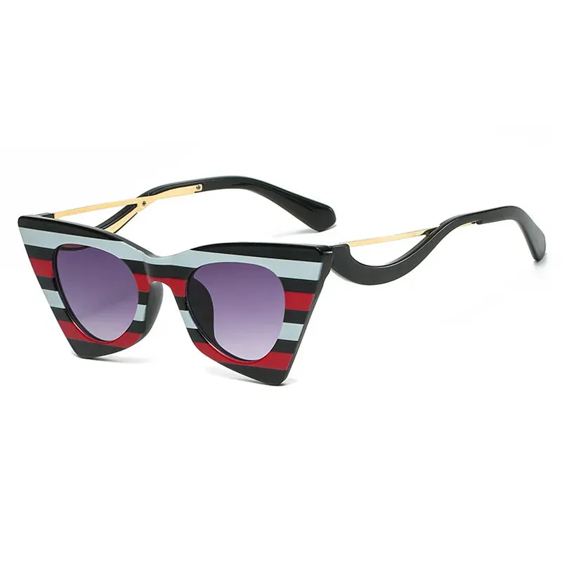 TEEK - Stripe Cat Eye Colorful Sunglasses