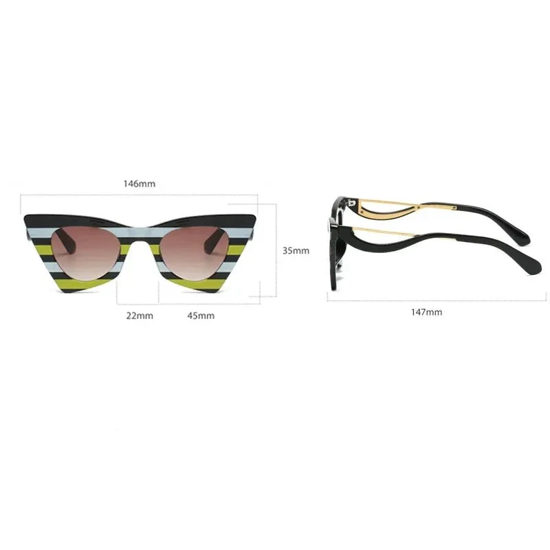 TEEK - Stripe Cat Eye Colorful Sunglasses