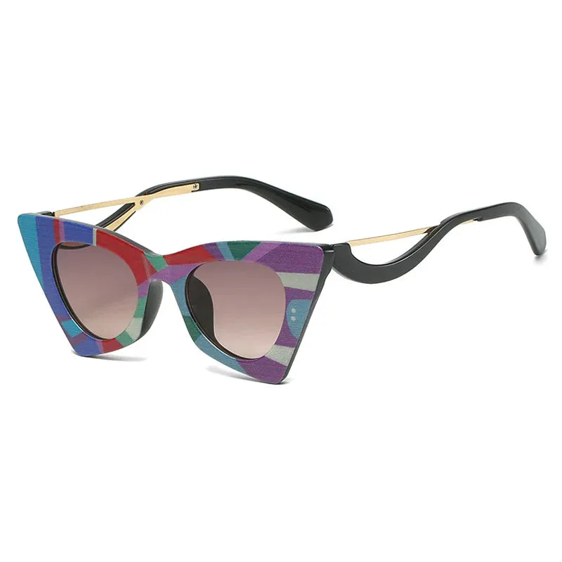 TEEK - Stripe Cat Eye Colorful Sunglasses