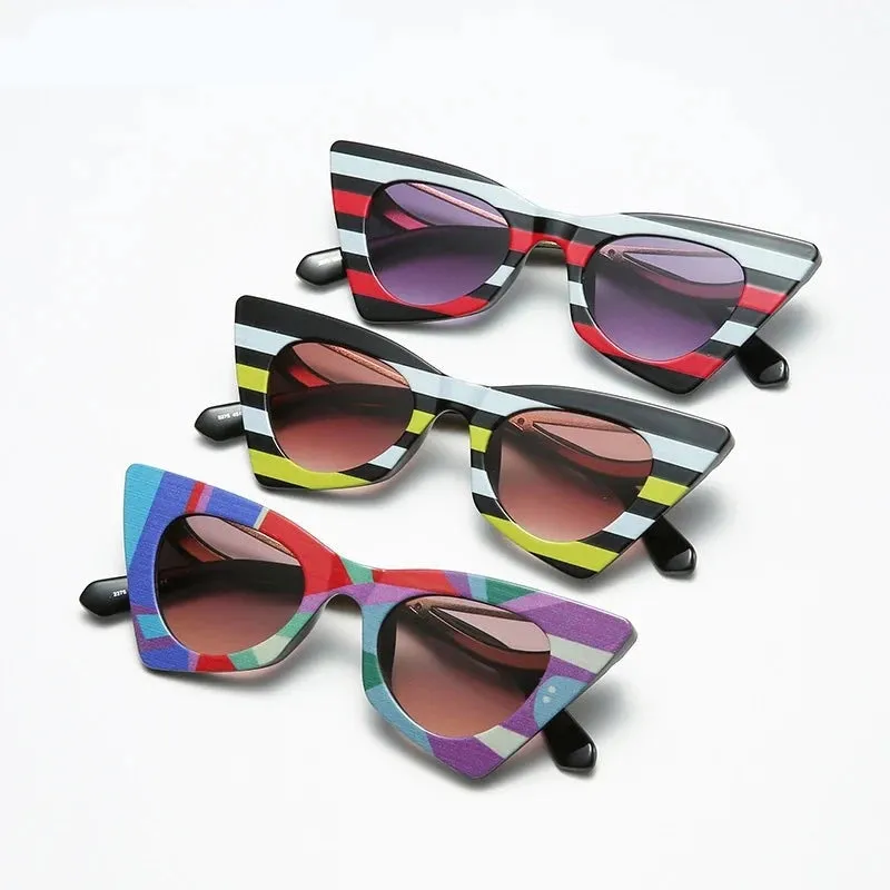 TEEK - Stripe Cat Eye Colorful Sunglasses