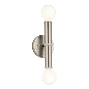 Torche 10 in. 2 Lights Wall Light Brushed Nickel Finish