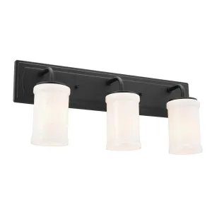 Vetivene 24 In 3-Lights Bathroom Vanity Light With Opal Glass, Black Finish