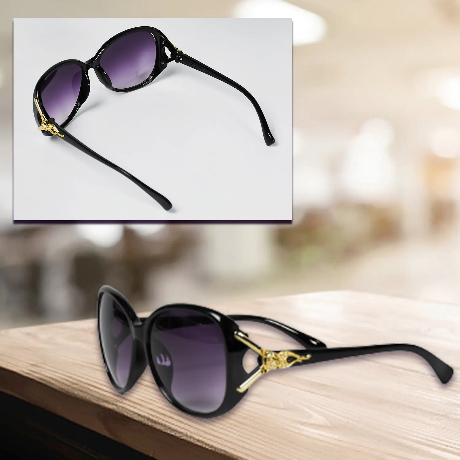 Women Specs Black Polarized Sunglasses Elegant Female Sunglass For Indoor & Outdoor Use